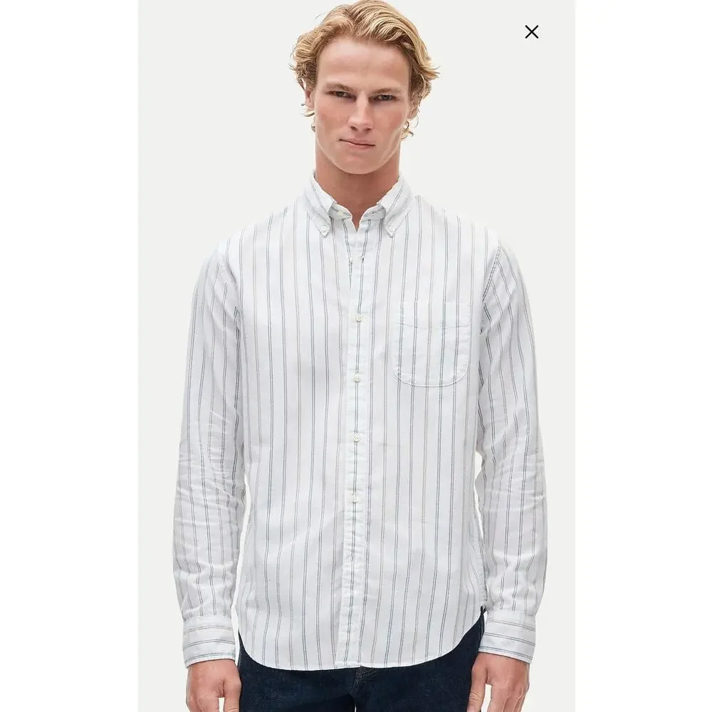NWOT J. Crew Broken-In Organic Cotton Oxford Shirt Mark White Multi S